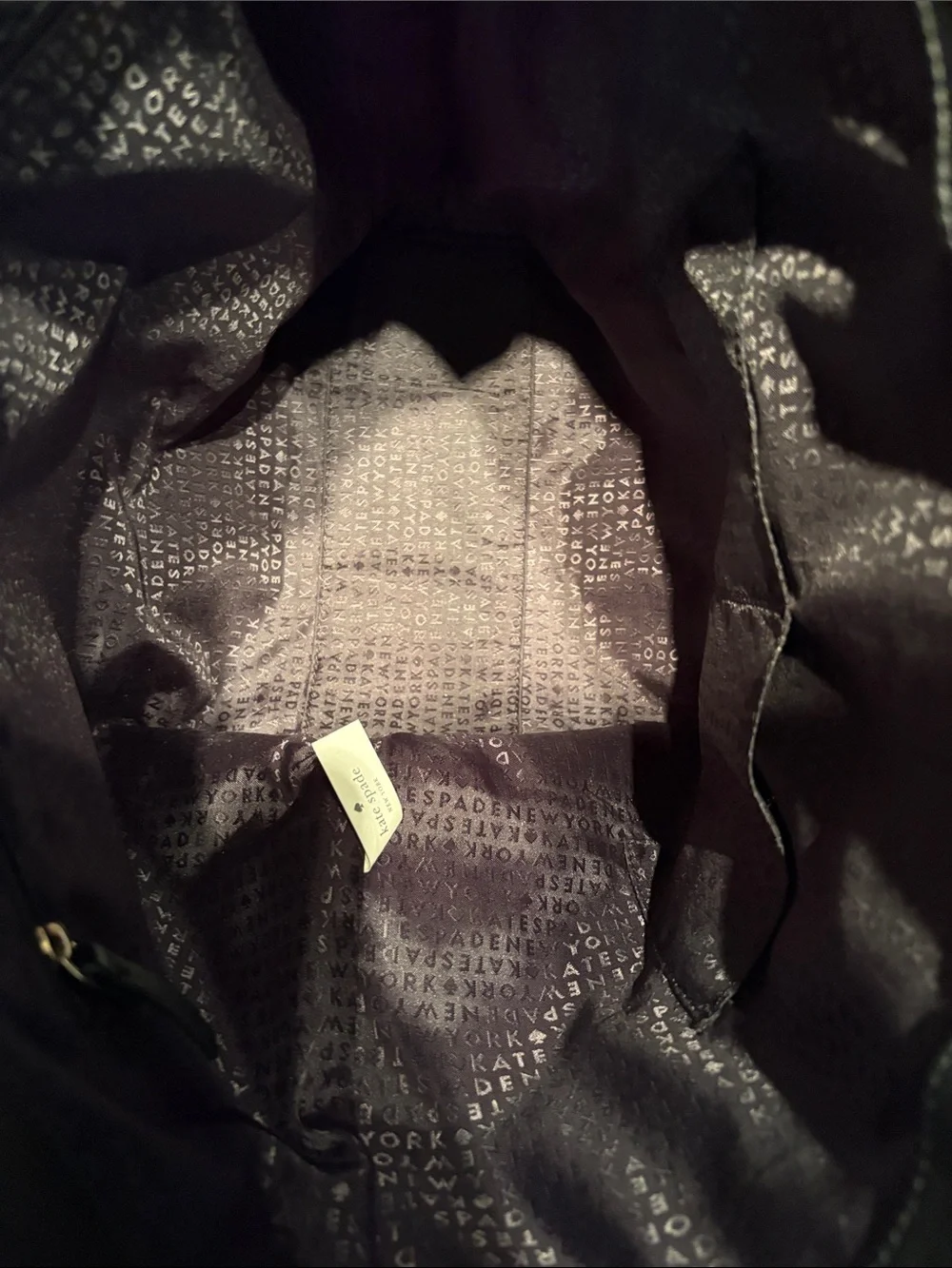 Kate Spade Quinn Villabella Ave Black Pebbled Leather Tote with Bow Accent EUC